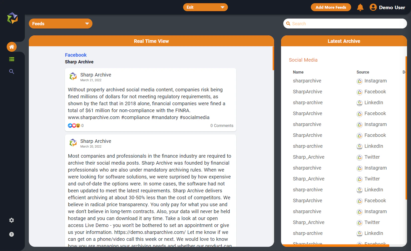 screenshot of Sharp Archive
